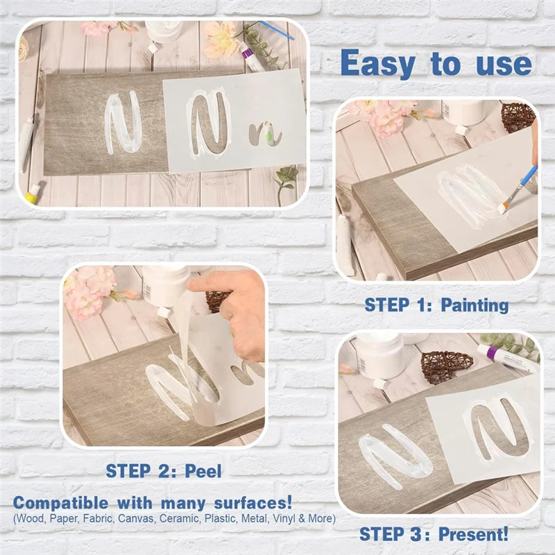 Superior-50PCS Calligraphy Stencil Alphabet Drawing Kit - Reusable Cursive Stencil Alphabet Includes Letters, Numbers
