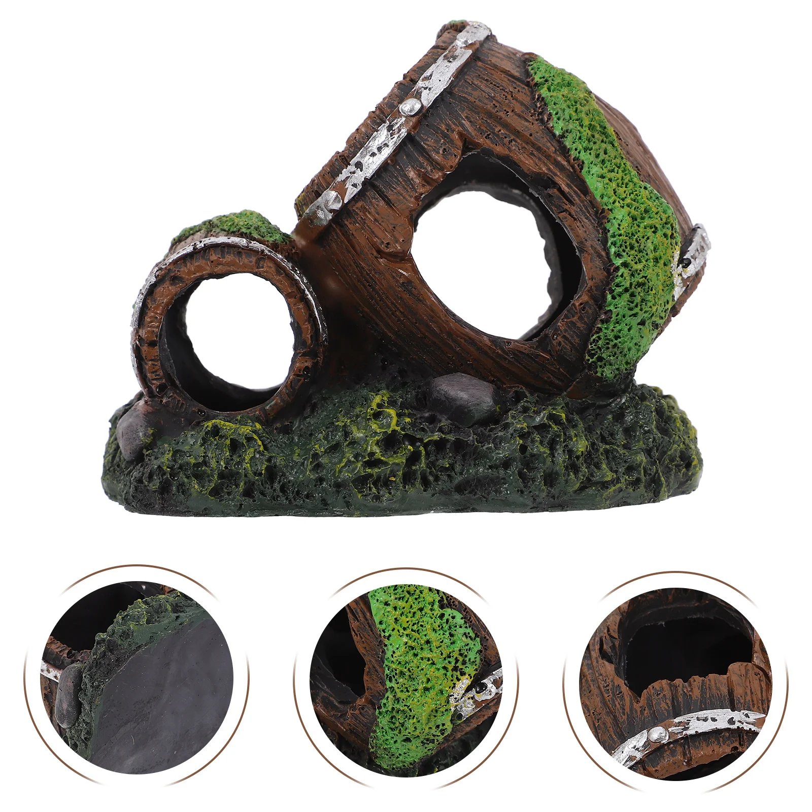 

Resin Wine Barrel Fish Tank Ornament Safe Aquarium Hideout Decoration for Shrimp Fish Breeding Shelter Cave Safe Aquarium Decor