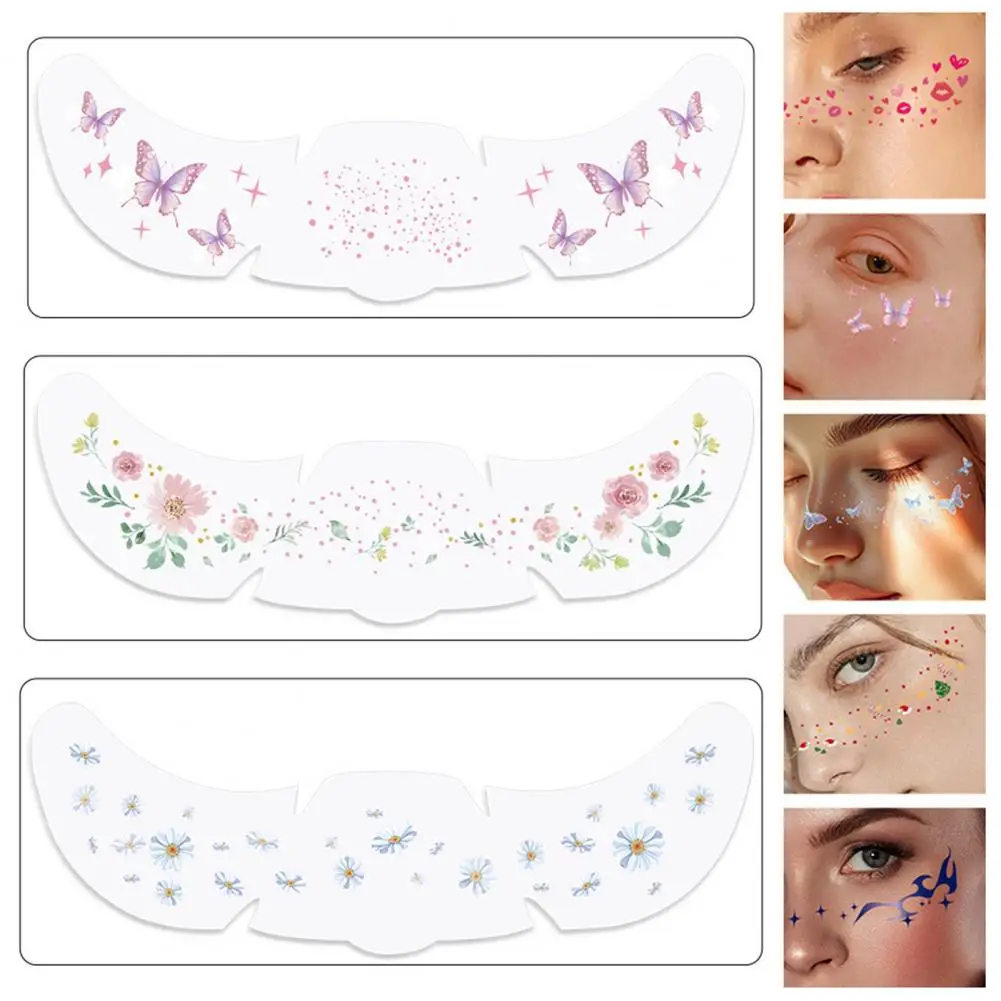 Waterproof Temporary Tattoo Sticker for Face Women Face Tattoo Decal Decorative Fake Tattoo for Valentine's Day Wedding Parties