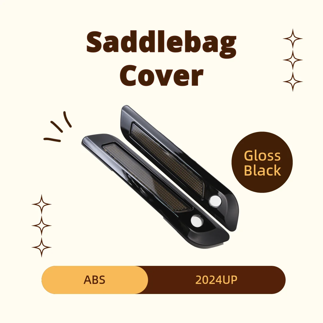 2025 Glosss Black ABS Hard Saddlebag Latch Cover&Smoke Reflectors For Harley 2024-2026 Touring Street Glide Road Glide Models