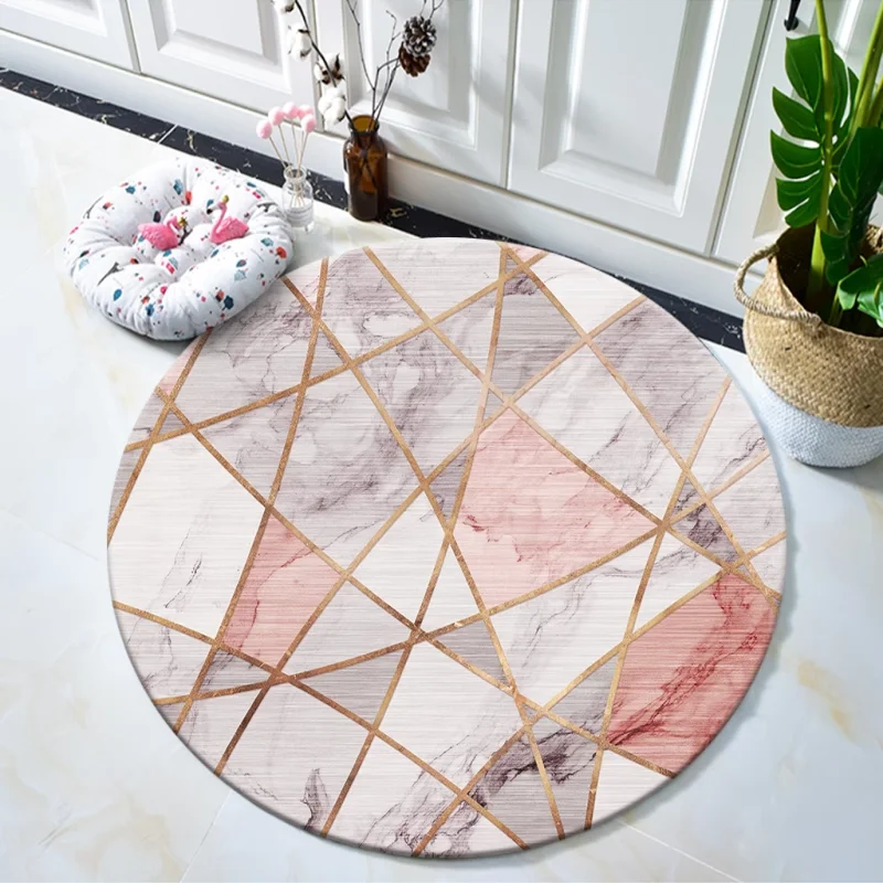 Light Luxury Round Floor Mat for Living Room – Soft Furry Plush Bedroom Bedside Carpet, Modern Minimalist Alfombra Redonda