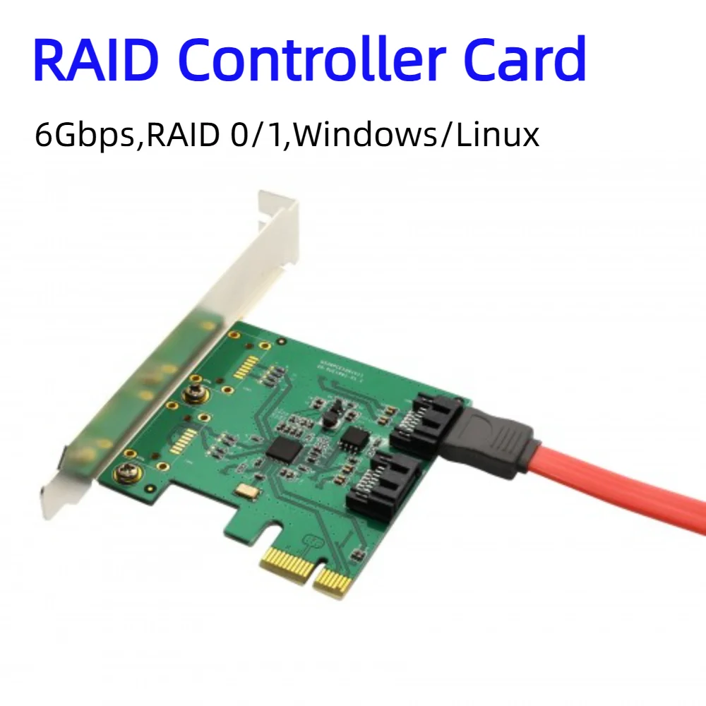 

2 Port SATA III 6Gbps PCIe RAID 0/1 Adapter 2 Port Hardware RAID 0/1 Controller Asmedia 1061R Chipset for Windows Linux
