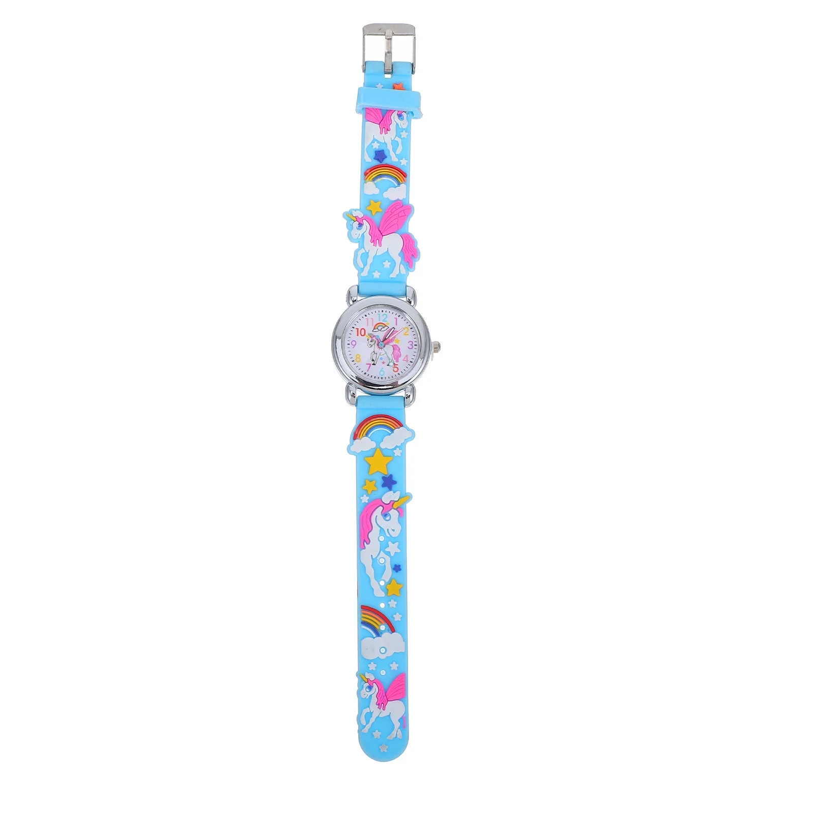 Silicone Band Watch with 3D Unicorn Cartoon Design Adjustable Strap Lightweight Comfortable for Daily Wear