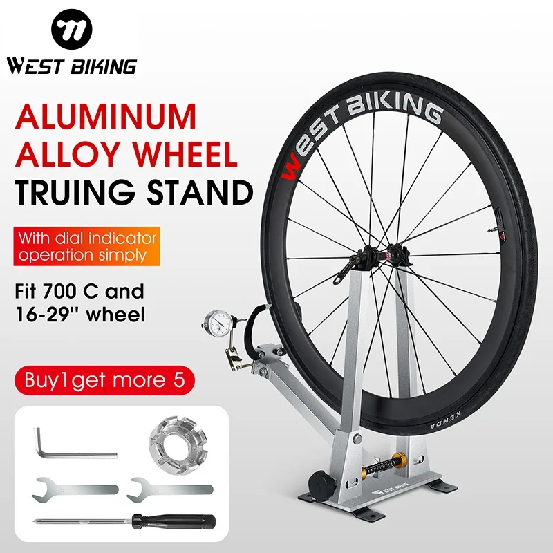 WEST BIKING Bike Wheel Truing Stand Bike Maintenance Rack Bicycle Wheel Hub Straightener Wheel Calibration Stand Repair Tools