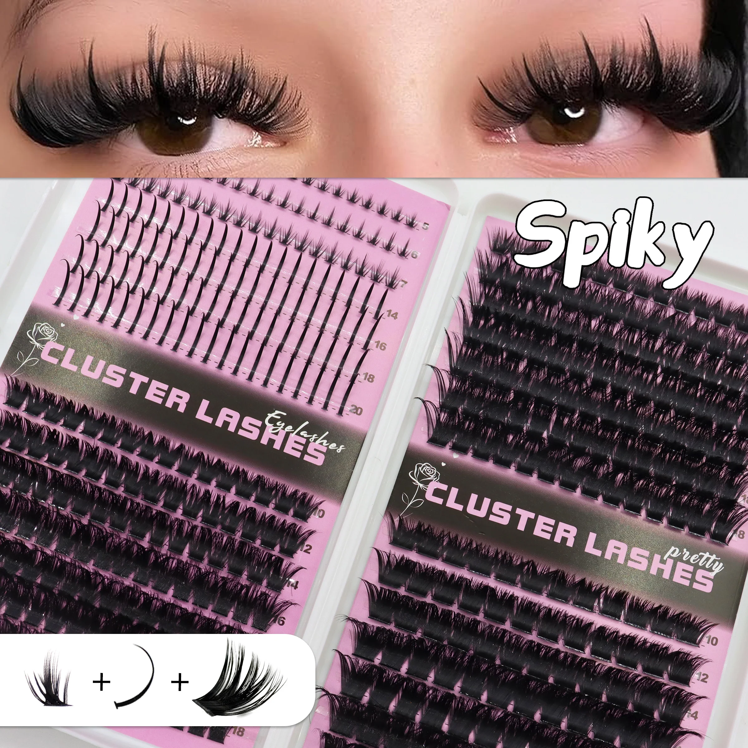Bottom & Fairy Mixed Cluster Lashes 120D 160D 200D DIY Style Mixed Lengths 5‑20mm Self‑Grafting Soft & Lightweight