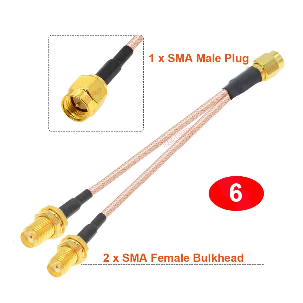 1PCS SMA to Dual SMA Y Type Splitter Combiner Antenna Extension Jumper RF Coax Pigtail Cable for 3G 4G Modem Router SMA Splitter