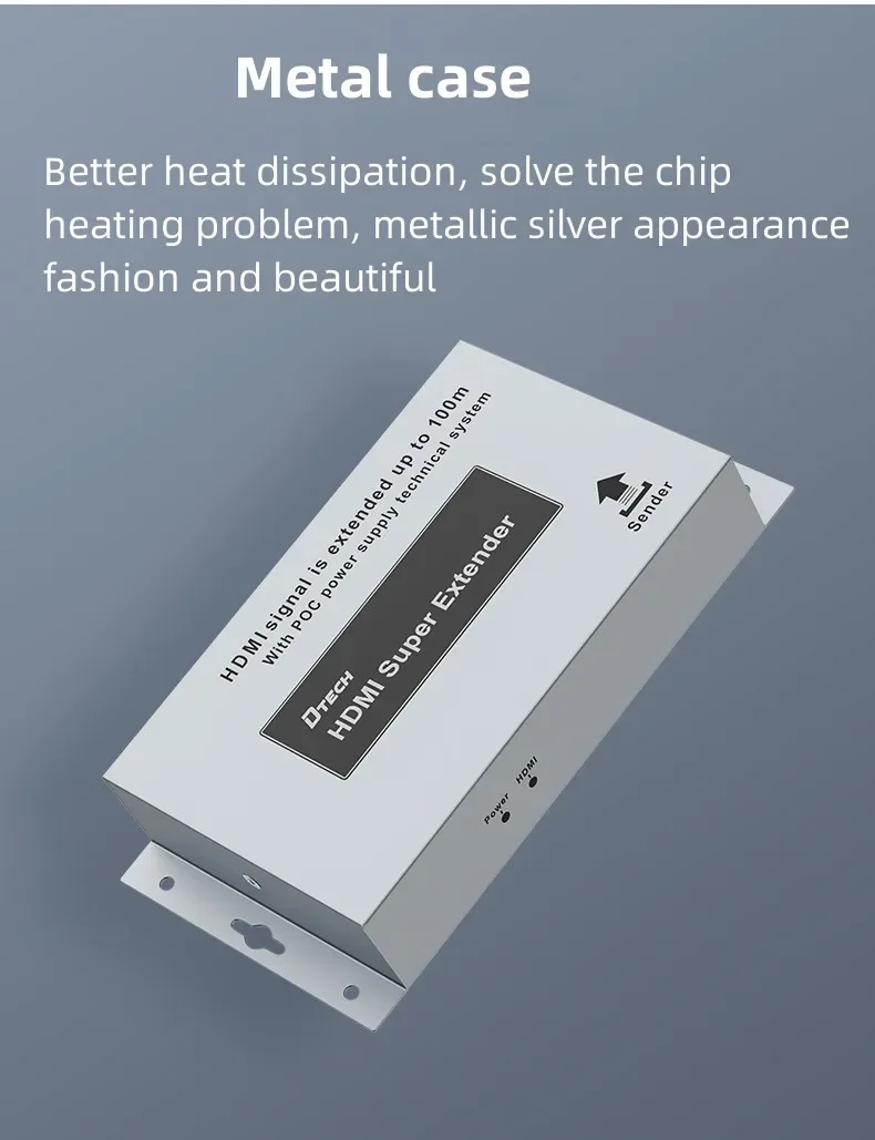 DTECH HD 1080P@60Hz 100M Extensor de vídeo y audio POC HDMI para monitor PC