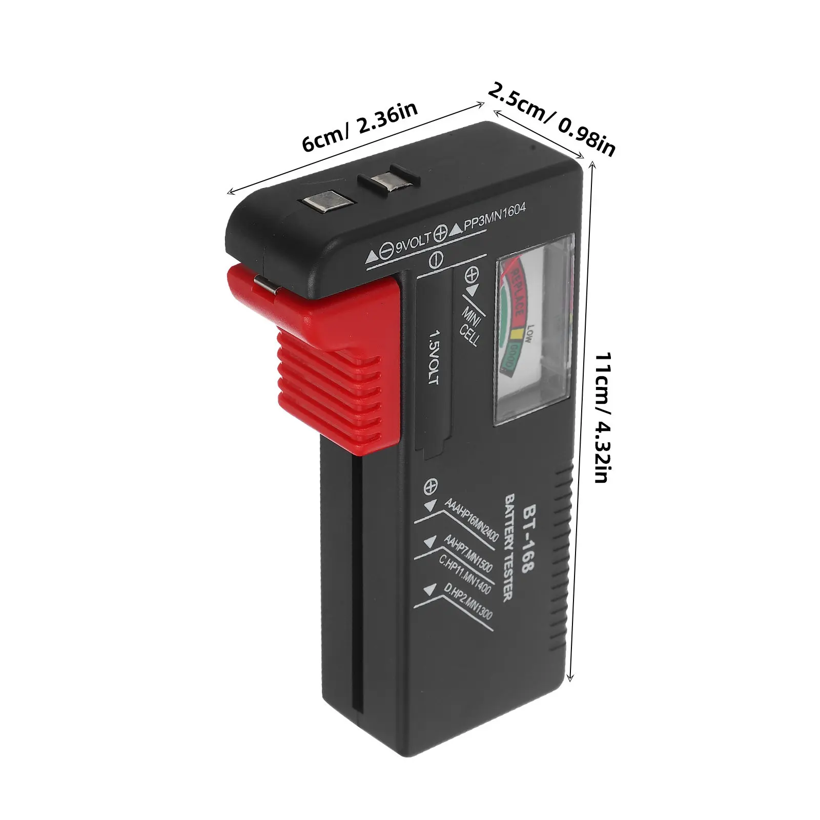 Battery Tester Universal Portable Checker for AA AAA 9V Batteries Power Level Meter for Home Travel