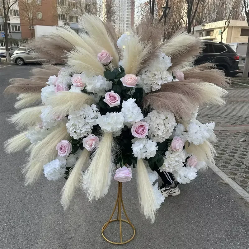 90cm Large Artificial Pampas Grass Bouquet IFG Dried Flower Arrangement Wedding Party Home Decor Ornament Natural Beige Tone