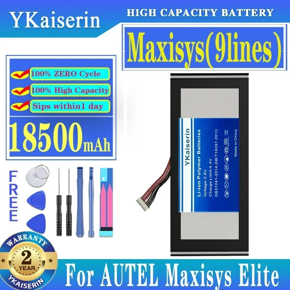 YKaiserin 18500mAh Maxisys High Quality Battery For Autel Maxisys Elite Digital Batteries + Tools