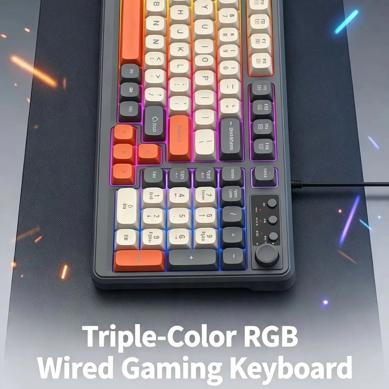 K98 Mechanical Feel Gaming Wired Keyboard 98-Keys RGB Backlit Ergonomic Design Gamer Keyboard For PC Computer Laptop Tablet