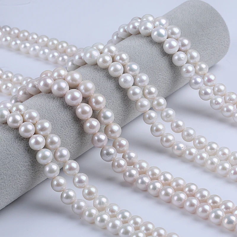 

10-12mm 4A/3A/2A/A White Edison Round Cultured Freshwater River Pearl Strands for Jewelry Making