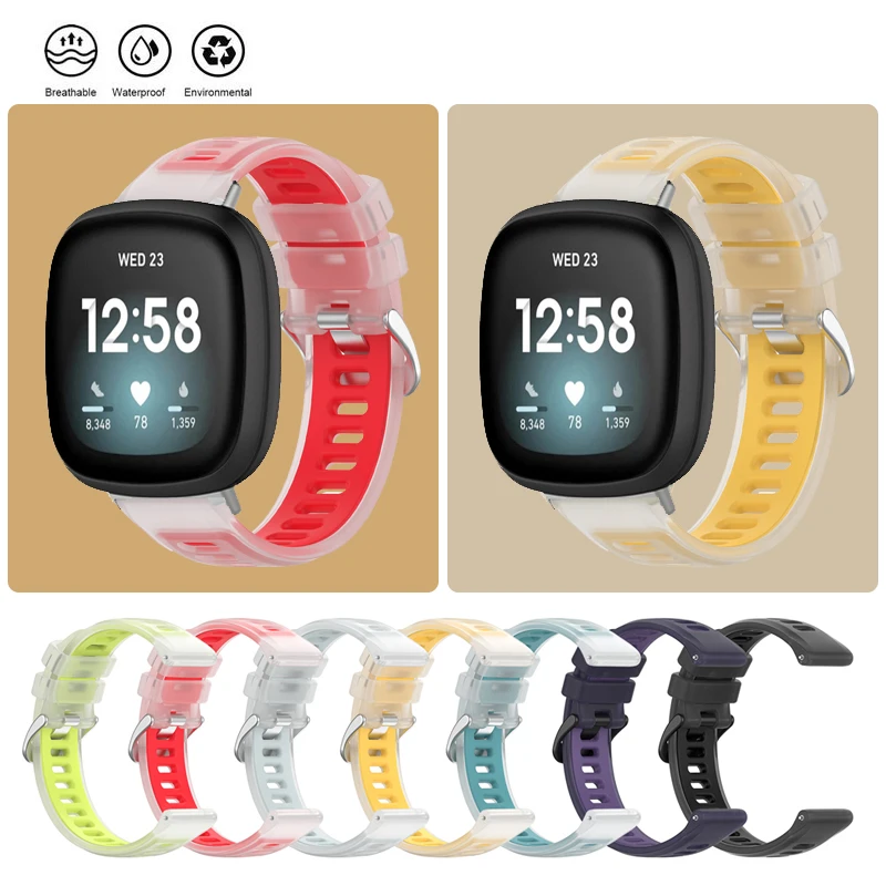 Для Fitbit Versa 4 3 / Sense 2 / Fitbit Versa 2/ Versa Lite / Versa 1/ SE Водонепроницаемый браслет с ремешком желейных цветов с адаптером Для Fitbit Versa 4 3 / Sense 2 / Fitbit Versa 2/ Versa Lite / Versa 1/ SE Водонепроницаемый браслет с ремешком желейных цветов с адаптером