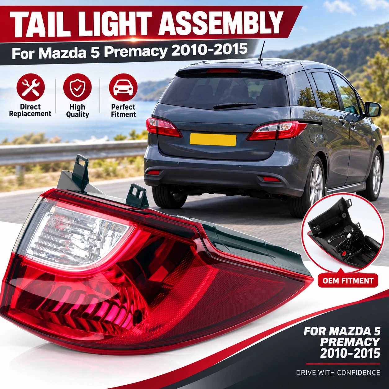 Rear  Tail Light Assembly For Mazda5 Premacy 2010 2011 2012 2013 2014 2015 Brake Lamp Turn Signal Reverse Lamp Tail Lamp