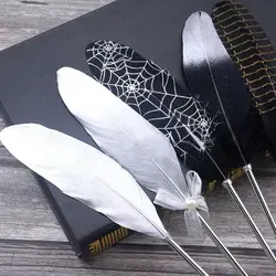 European Style Vintage Silver Quill Pen Ballpoint Pen Christmas Gifts  Writing Tool Feather Pen Novelty Stationery