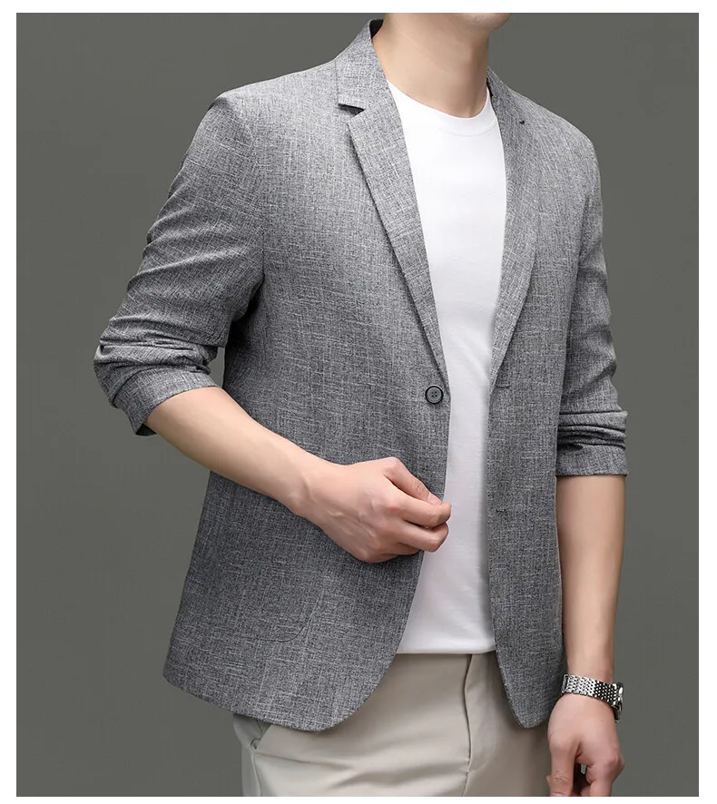 

Blazer Summer Men's Fashion Gentleman Korean Version Trendy Performance Banquet Host Casual Ice Silk Sun-protective Clothing