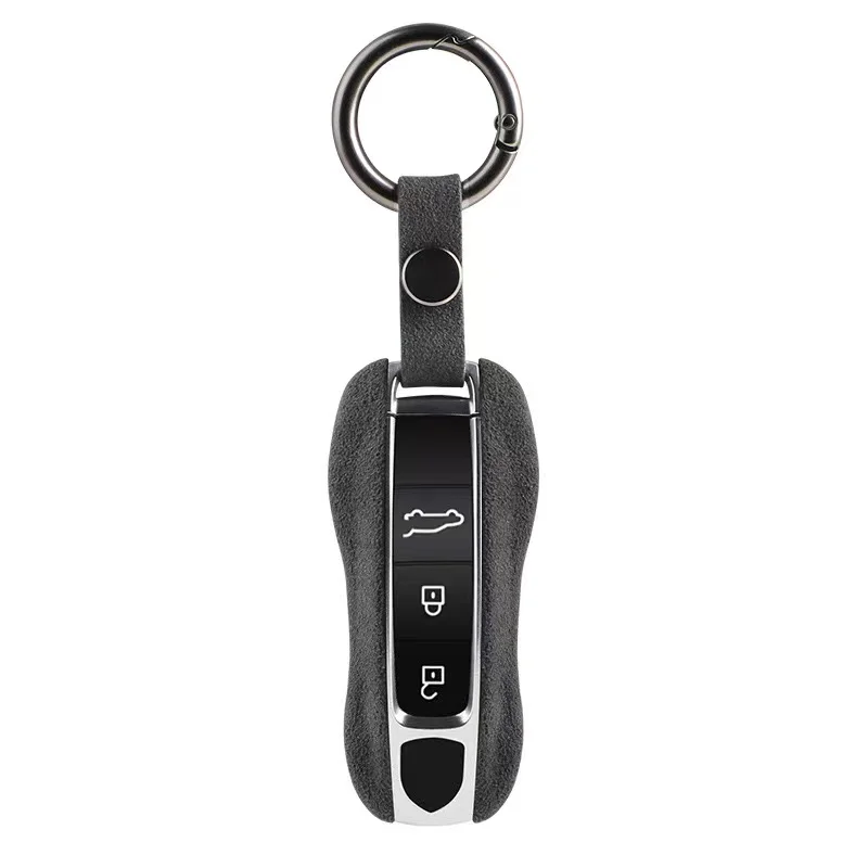 For Porsche Cayenne Panamera 911 971 9YA Taycan Alcantara Suede Key Cover Keychain Key Case Car Accessories