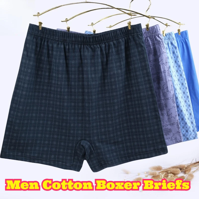 

Мужские хлопковые трусы-боксеры для мужчин среднего и пожилого возраста, свободного кроя, больших размеров, полностью хлопковые, мягкие, дышащие, комфортные, классические