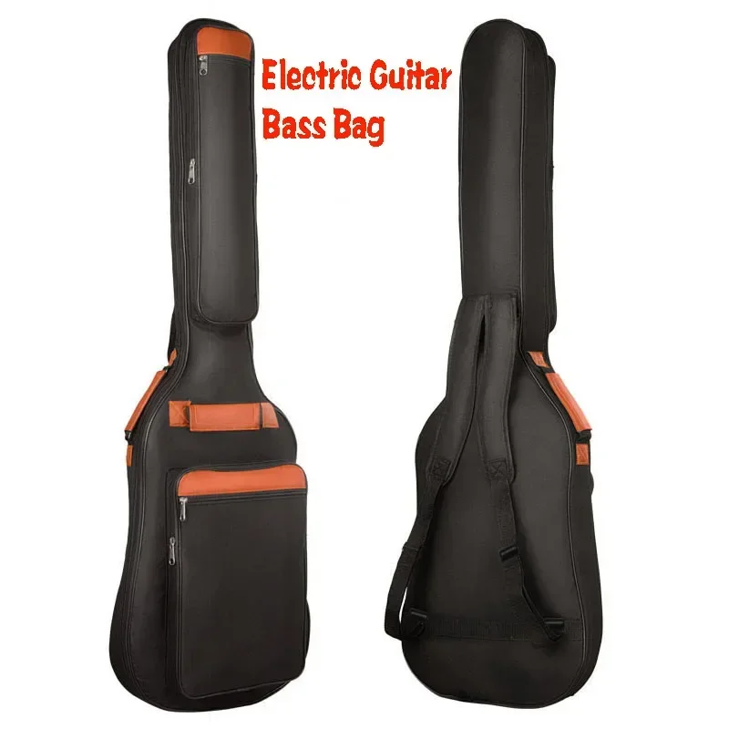 1PC Waterproof Electric Guitar Bag 10 mm Cotton Pad Backpack Soft Guitar Case Black Fasion Personality Durable Electric Bass Bag