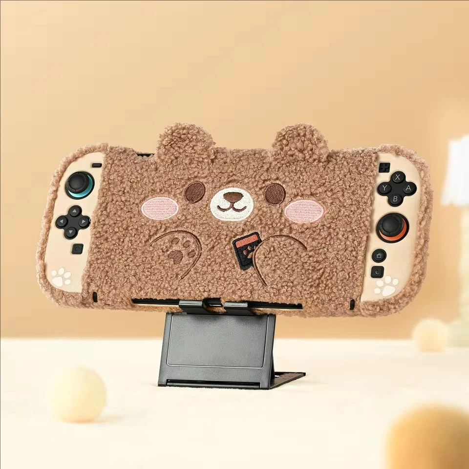 GeekShare Plush Case Compatible with Switch 2 (2025) NS2 Protective Cover for Console and Grip Joy Controller Plush Bear