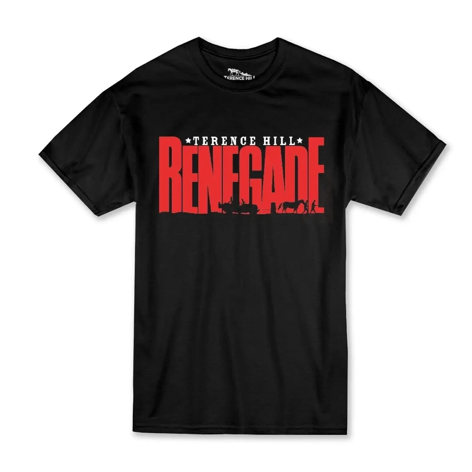 Camiseta Renegade Text schwarz Terence Hill Renato Casaro Edition vintage con gráfico lavado estilo streetwear ligeramente desgastado