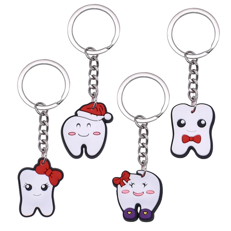 10 stuks willekeurige tandvormige sleutelhanger model simulatie sleutelhanger mode sleutelhanger cartoon schattige meisjes kinderen cadeau hanger tanden sleutelhanger - afbeelding 2