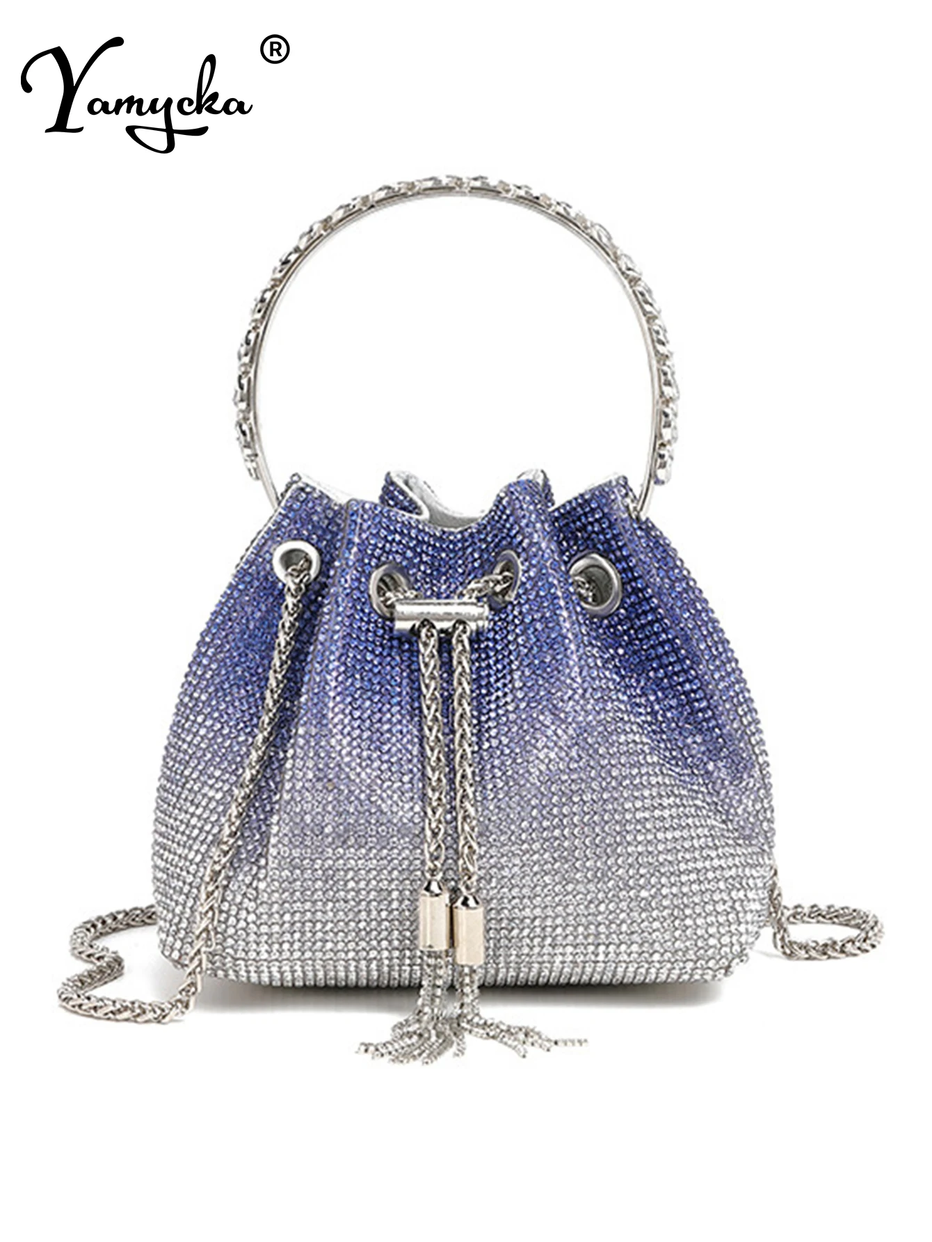 Fashion Rhinestone Handbag Women Prom Clutch Purse Shoulder Crossbody Bags Ladies Glitter Totes Bags Bucket Bag Dinner Package