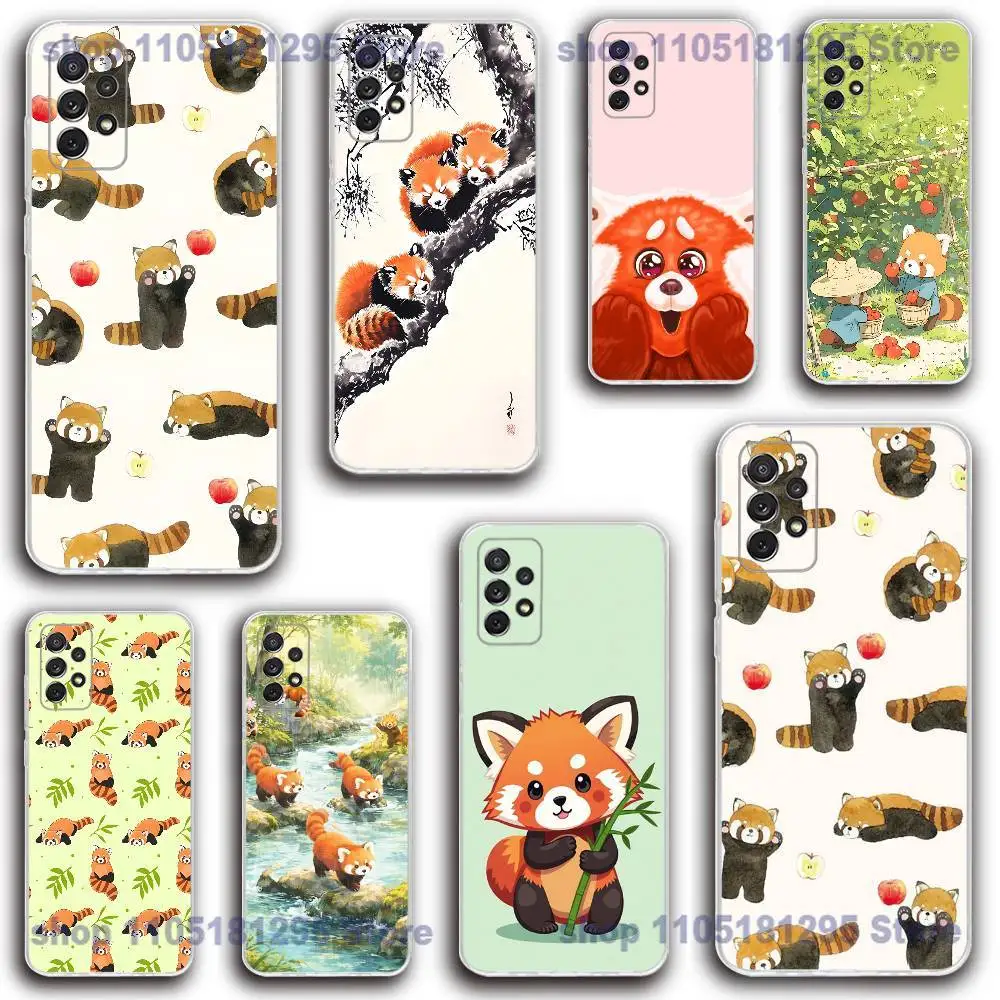 

Cute Red panda Animal Phone Case Silicone For Samsung S30,23,21,22,20 FE lite,S10,9,PIus Note20ultra Soft Transparent