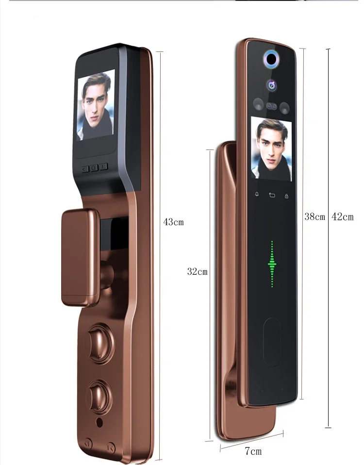 Customized Usmart go app Smart 3D Face Biometric Fingerprint Camera Door Lock WIFI Remote Control Auto Door Lock With Cam