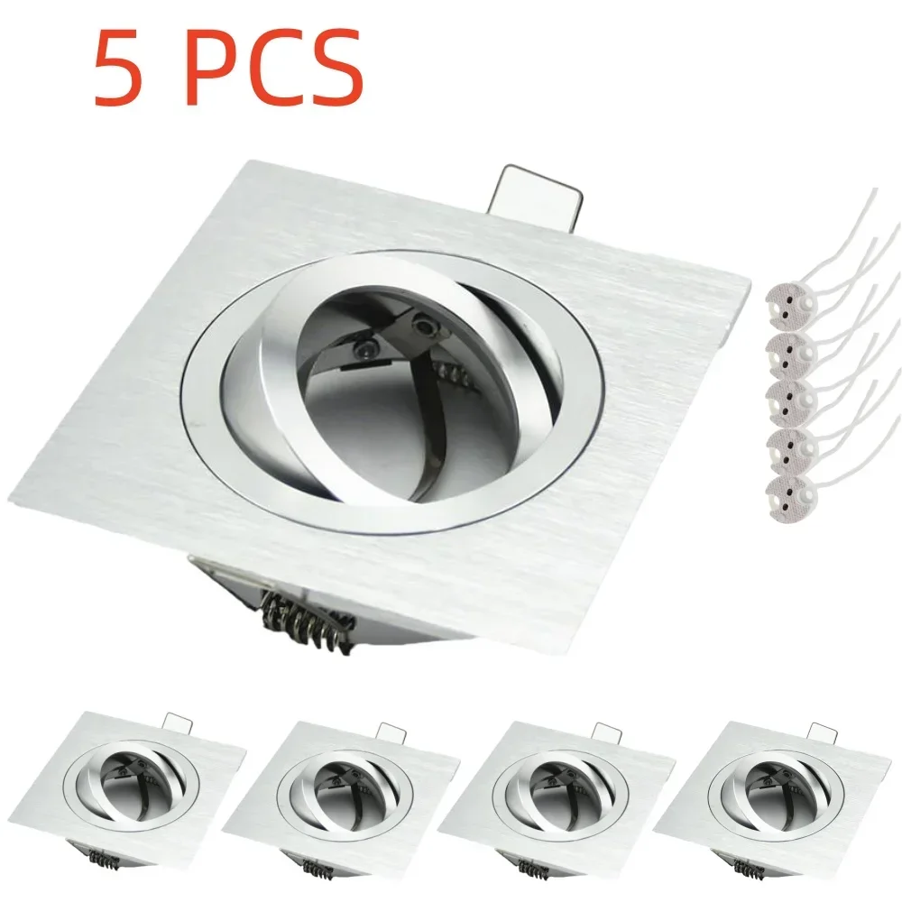 5Pcs White Led Downlight Fixture Spotlight Focusing Black Silver Recessed Ceilingspot Light Frame Adjustable Angle Lamp Lighting