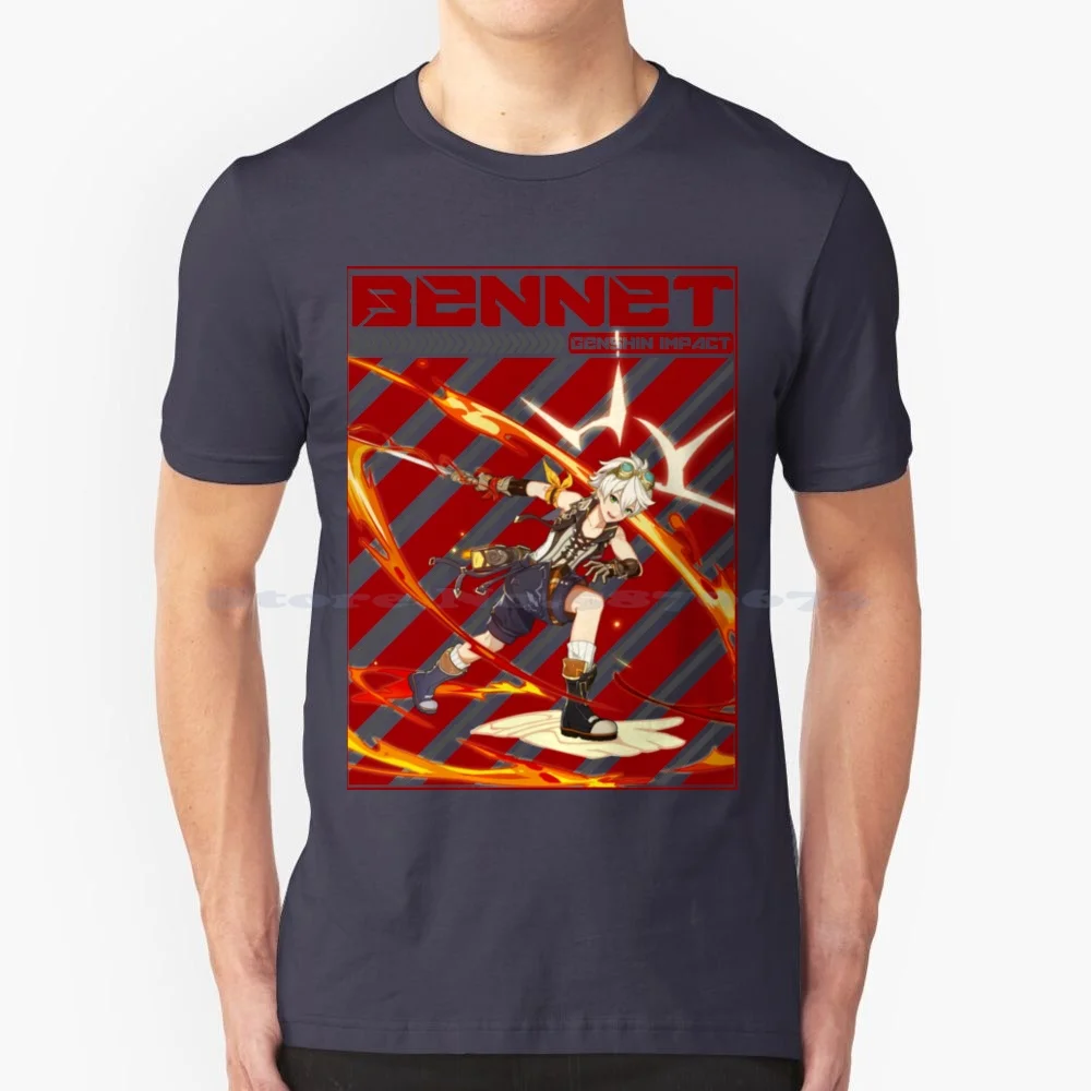 Genshin Impact Bennet Wish T Shirt 100% Cotton Tee Hu Tao Genshin Impact Elemental Genshin Impact Albedo Genshin Impact Amber