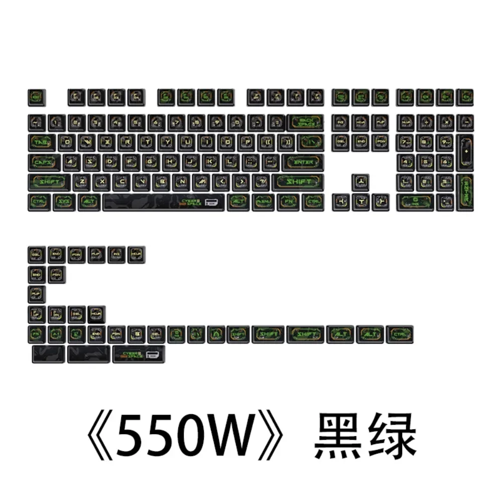 PIIFOX《550W》Nuclear Power Profile Keyboard Keycaps PBT Transparent 5-Sided Customized Replacement Heat Sublimation Translucent