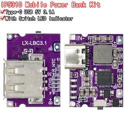 Type-C USB 5V 3.1A Boost Converter Step-Up Power Module IP5310 Mobile Power Bank Accessories With Switch LED Indicator