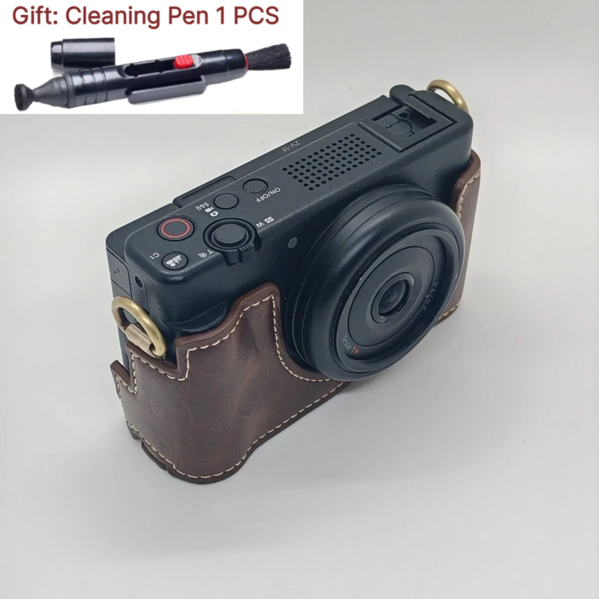 For Sony ZV1M2 ZV1F Camera PU Leather Half Case Retro Bottom Protective Cover base Micro-single Camera bag Shoulder camera bag