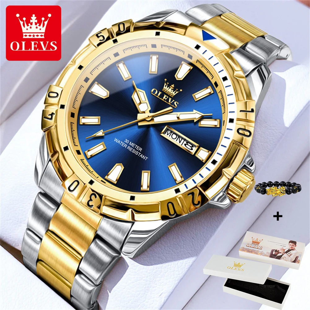 OLEVS 5560 New Fashion Original Quartz Watch For Men 42mm Big Dial Stainless Steel Luxury Man Watches Waterproof Hand Clock 2024