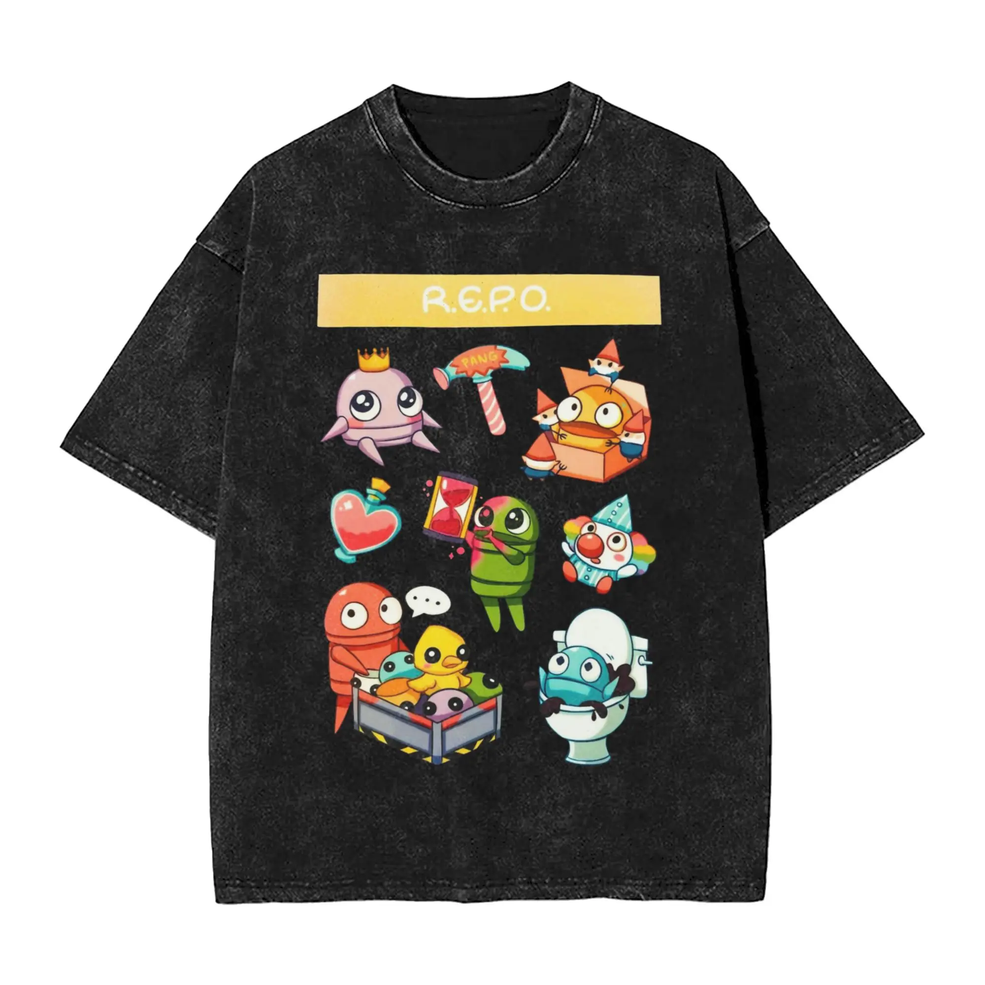 الترفيه ريبو A6 تي شيرت فينيل للرجال Crewneck القطن الخالص غسلها تي شيرت قصير الأكمام تي شيرت بلايز فريدة من نوعها