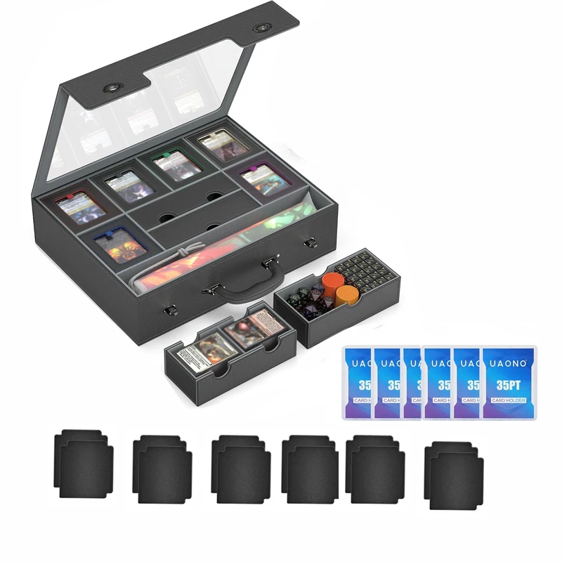 Commander Deck Box, modulare 9-in-1-TCG-Kartenbox aus PU-Leder, passend für MTG Sports TCG, Karten
