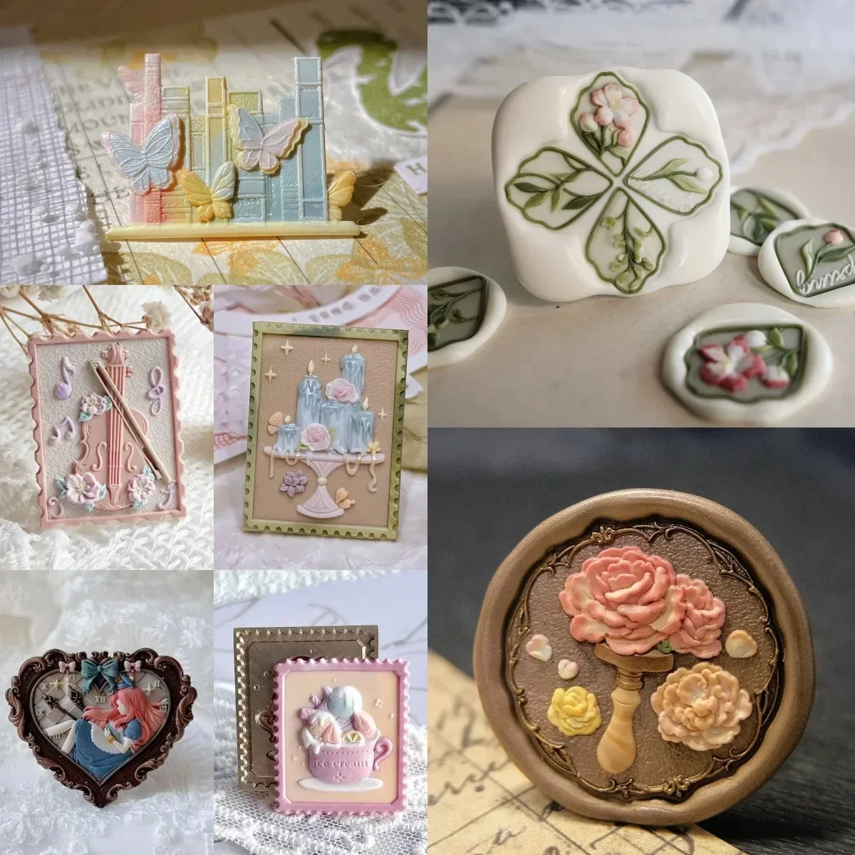 Brandwerende Stempel Hoofd Alice Droom Ijs Lotus Multi-Layer Handgemaakte Diy Reliëf Stempel Speelgoed Copperhead Uitnodiging Envelop Zegel