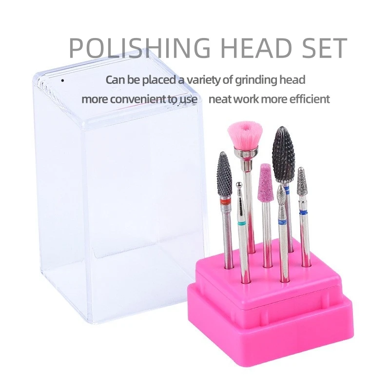 7 Pieces/Set Nail art machine Ceramic tungsten steel Exfoliating head grinding Front corn head drill nail tool set