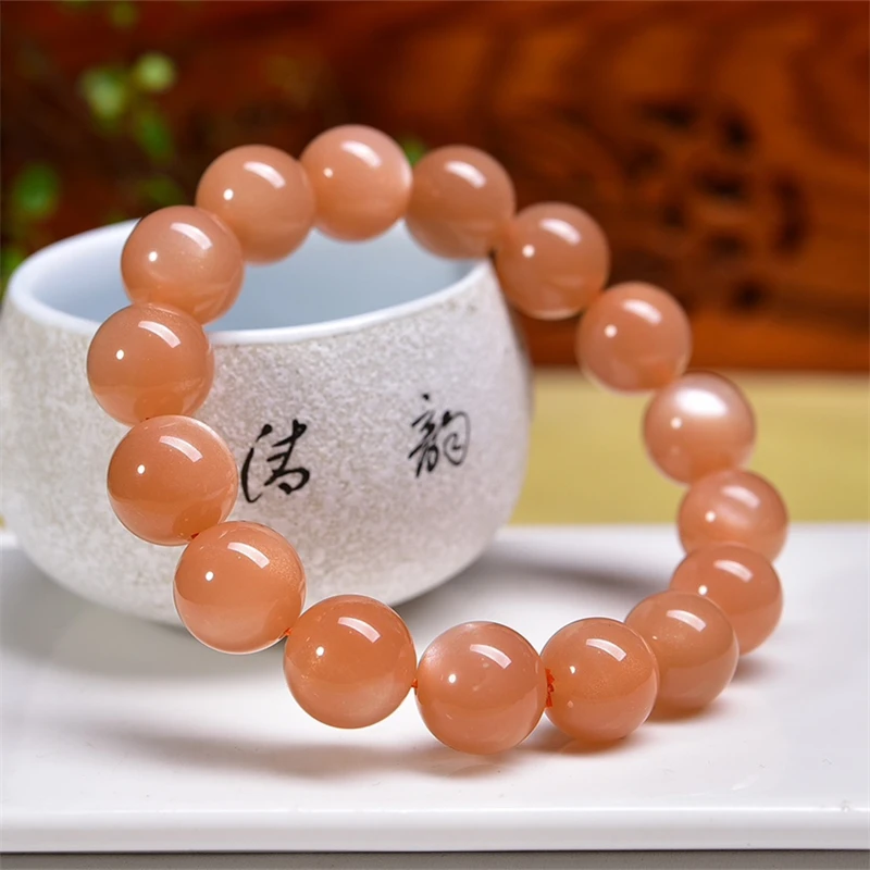 14MM Natural Sunstone Bracelet Crystal Healing Gemstone For Women Fengshui Birthday Present Lover Gift 1pcs