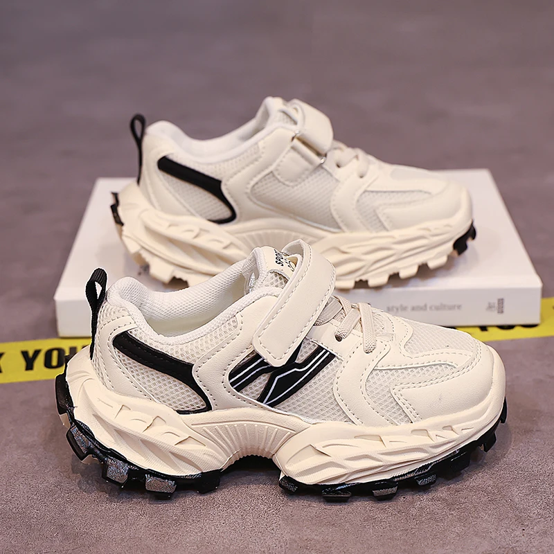 

Children Pink Leather Flat Student Walking Shoes Non-slip Girl Lightweight Sports Tennis Footwear Sneaker Boys Casual Shoes