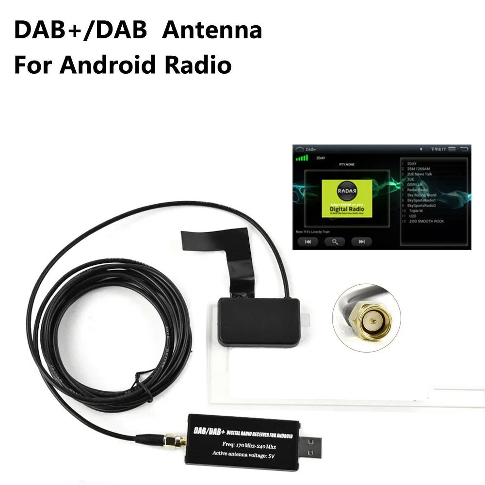 

Универсальная DAB + USB Антенна для послепродажного автоплеера Android 5,1 6,0 7,1 8,0 DAB + App радиоприемник