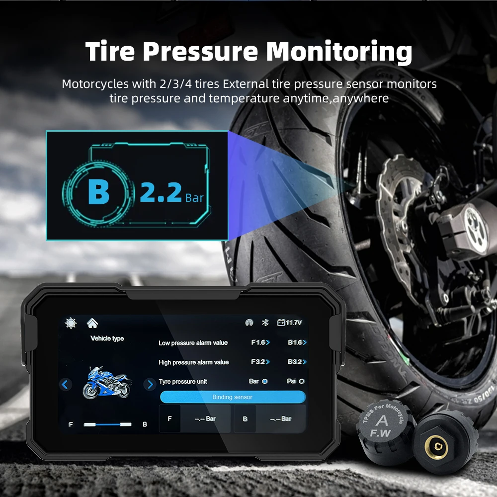 EKIY 6,25 Zoll Kabelloses CarPlay Moto Android Auto Tragbares Digitales Motorrad-Dashboard GPS-Navigation Abnehmbarer Bildschirm – Detail 7