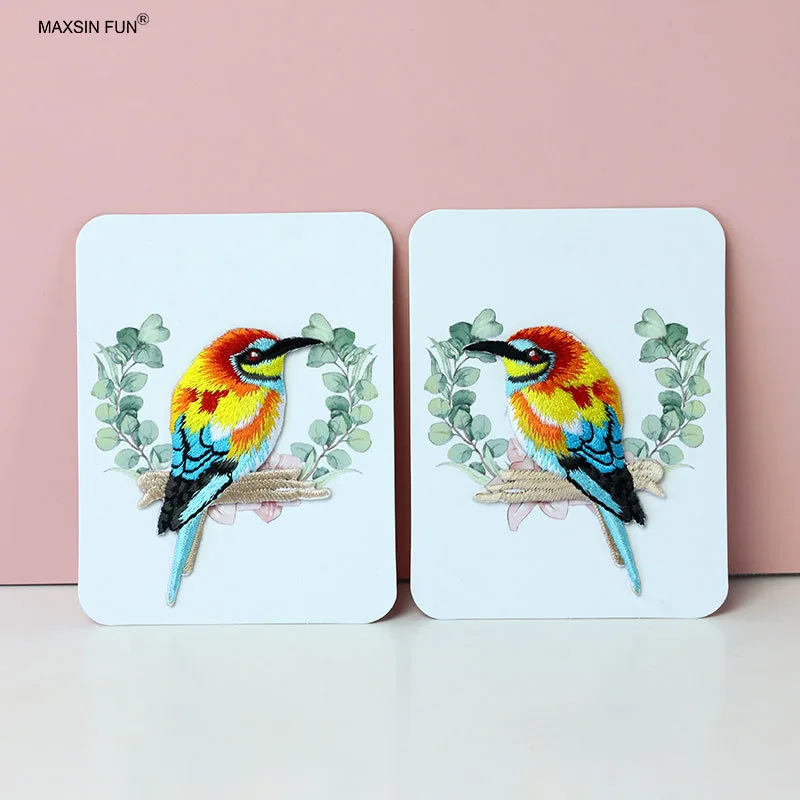 1 Piece 4.7*6.5cm Stick on Embroidery Stickers Cartoon Bird Cute Animal Patch Self-Adhesive for Clothes Bag DIY Decoration
