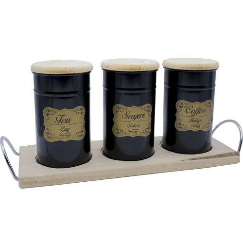 Feronya Tea & Candy & Kahvelik Wooden Standing 3'lü Set