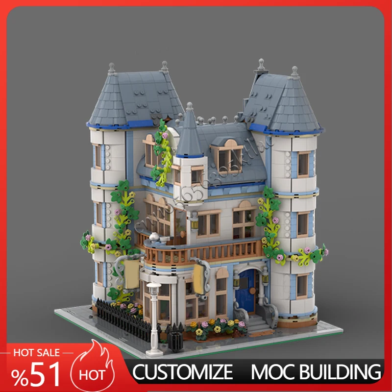 

3165PCS Retro City Village Hairdressers House Breakfast Bar Sets Construction Store Model Modular Buildings Blocks Children Gift