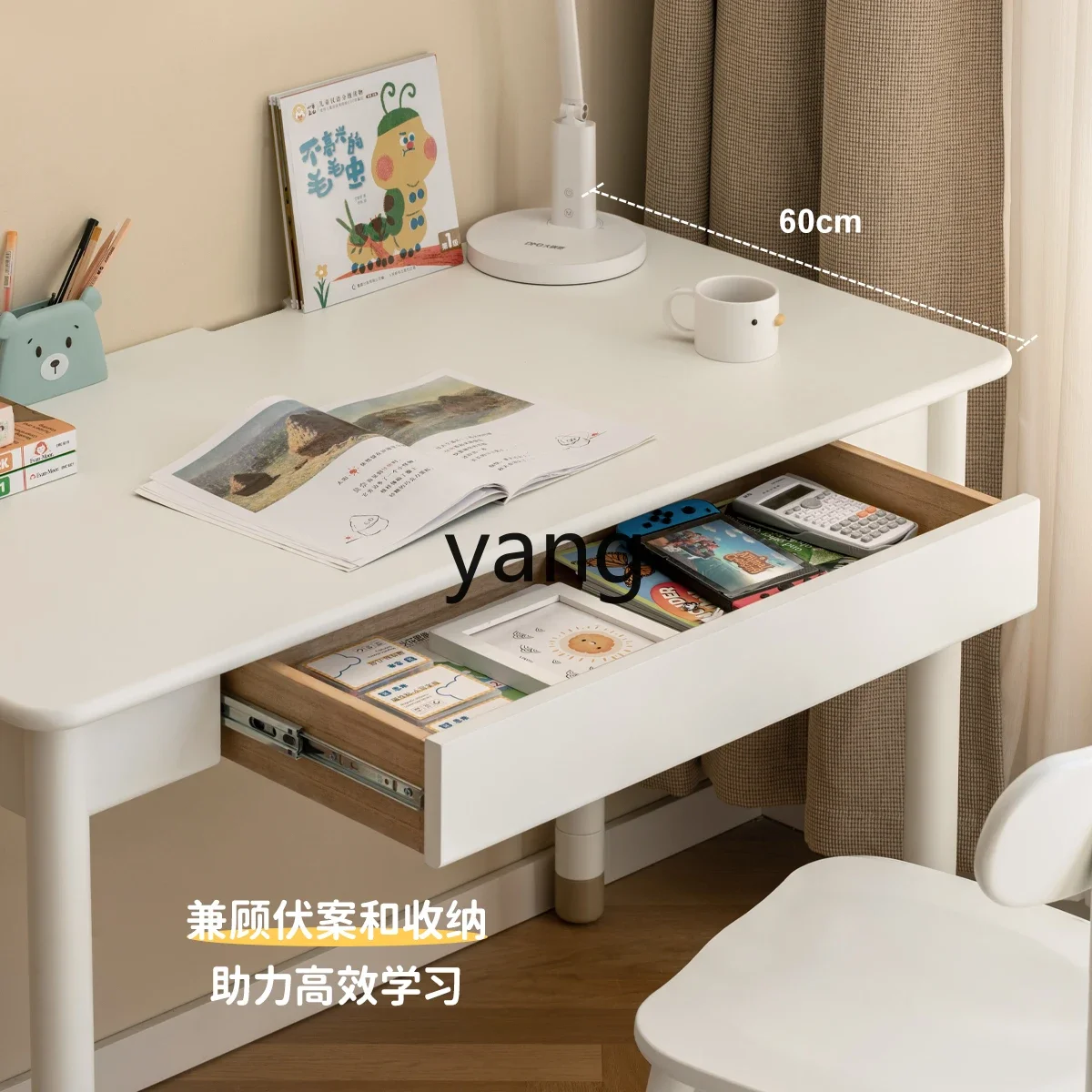 Biurko do nauki z litego drewna LTT, w kolorze kremowym, białe biurko do pisania z szufladami