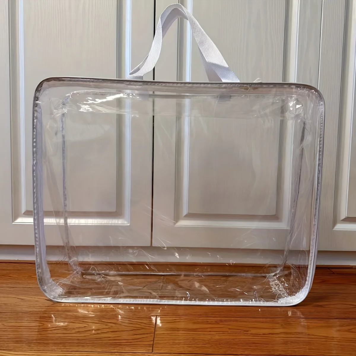 2 Stück extra große PVC-Aufbewahrungstasche mit Reißverschluss und robustem Reißverschlussgriff – strapazierfähige Kunststoff-Umzugsbox, transparente Aufbewahrung – Detail 7