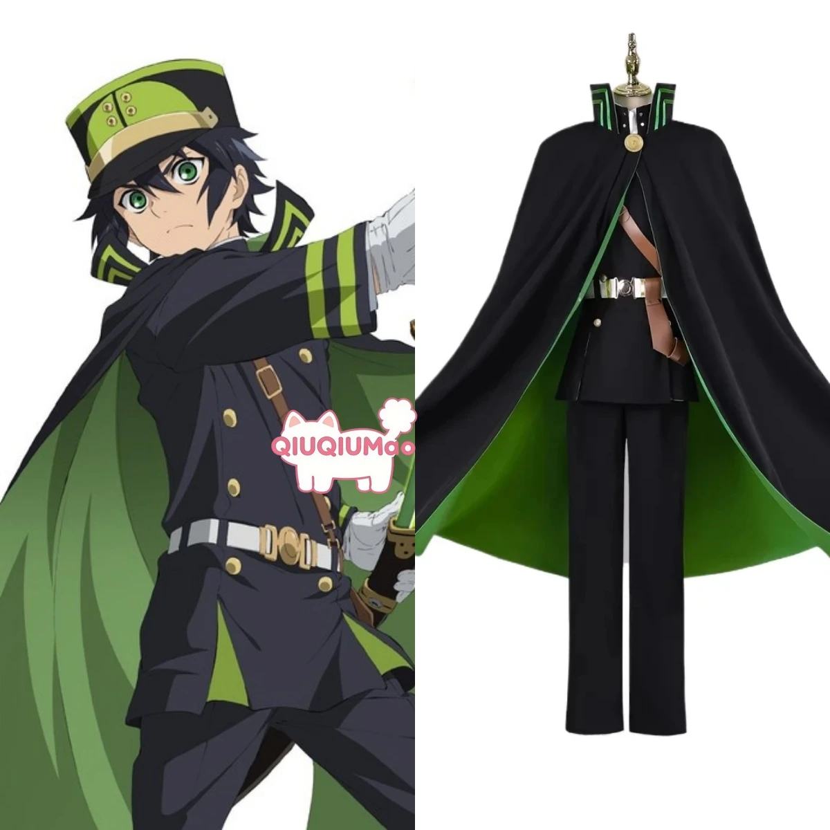 

Top Seraph of The End Character Cosplay Costume Anime Yuichiro Hyakuya Role Play Dark Green Uniform Outfit Men Women Comic Con