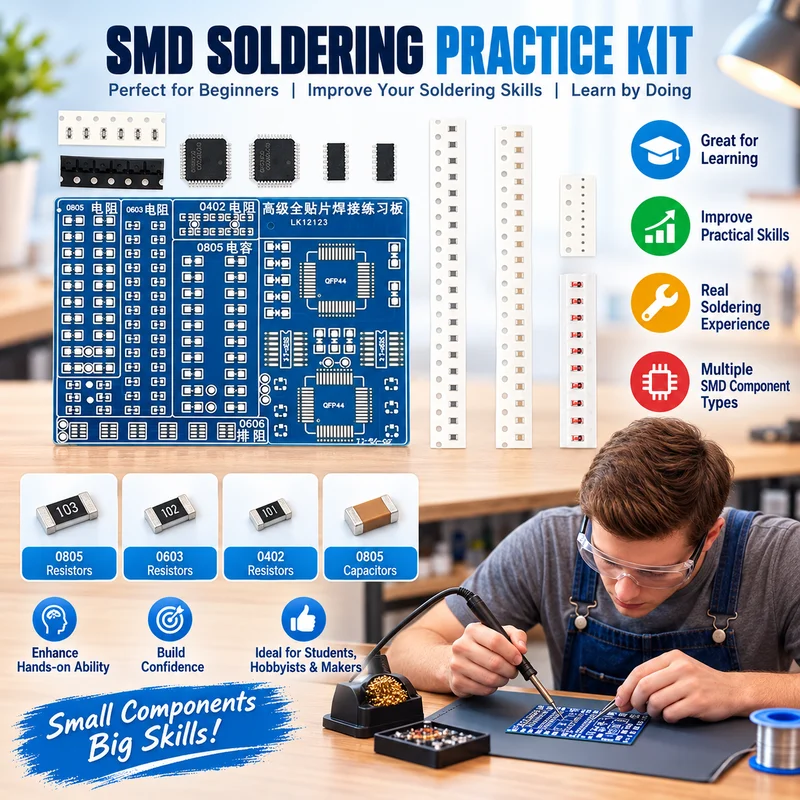 /PFU/1Set Skill Training Electronic DIY Component Sets Enhanced SMT Advanced Full SMD Soldering Practice Board Kit For Solderin